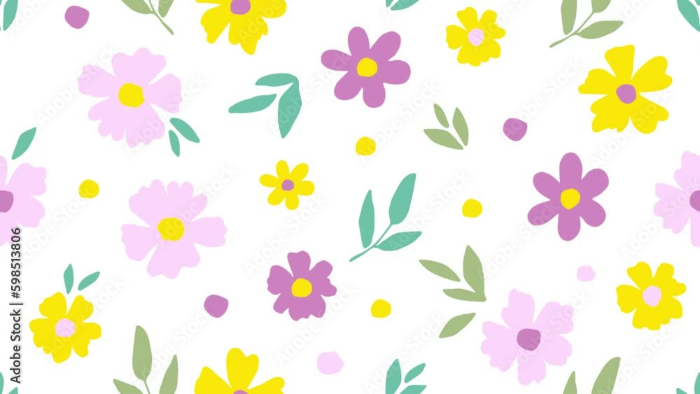 Moving flower background. Looped animation. Spring summer decor. Stock