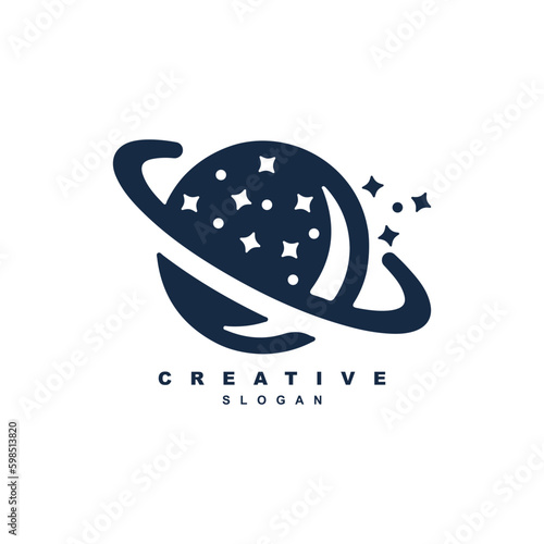 Saturn planet galaxy logo design vector art