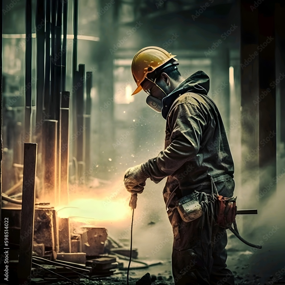 Fototapeta premium welder welding steel