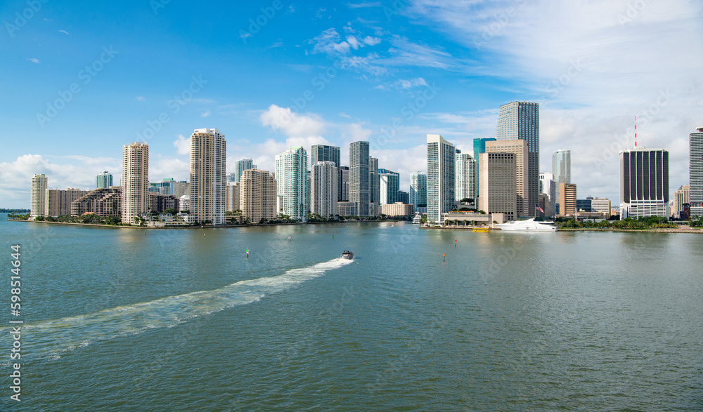 panoramic miami metropolis skyline in florida. miami metropolis skyline with horizon. panoramic miami metropolis skyline in florida. miami metropolis skyline with horizon.