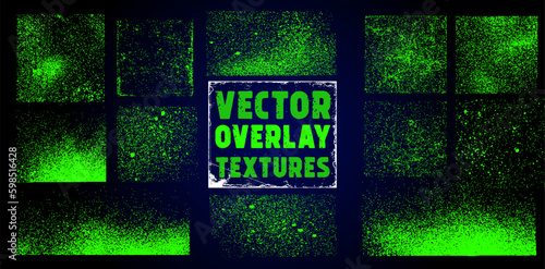 The effect of an old wall with scratches and damage. Collection of textures overlay on the background. Different paint textures with splay effect and drop ink splashes. Stamp overlay. Vector set