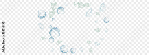 Orange Clam Background Transparent Vector. Oyster Print Design. Whimsical Set. Blue Shellfish Creature Textile Card. Red Starfish.