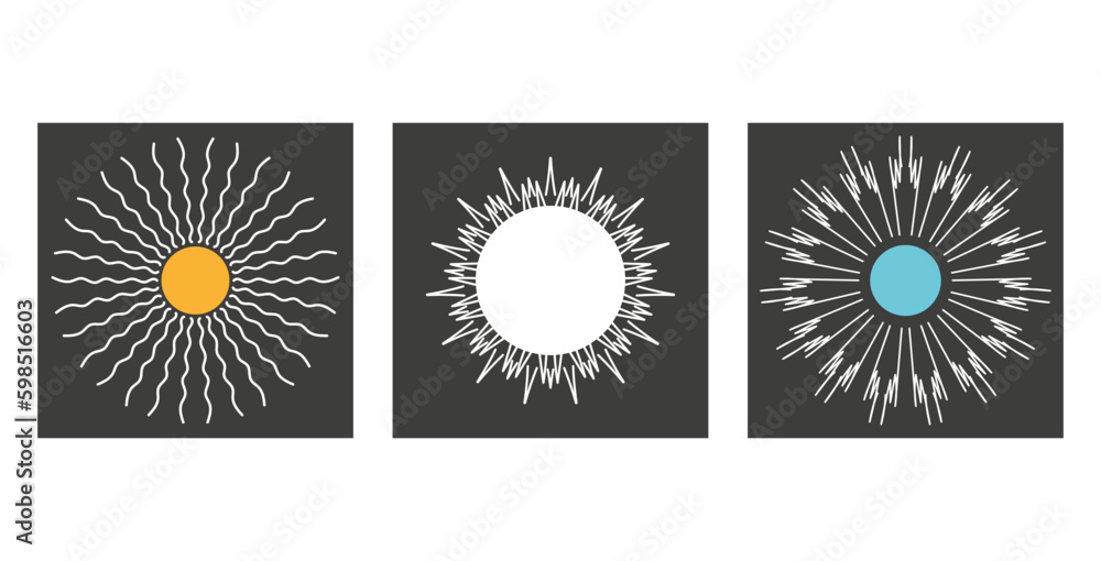 Fototapeta premium background with flat sun rays set