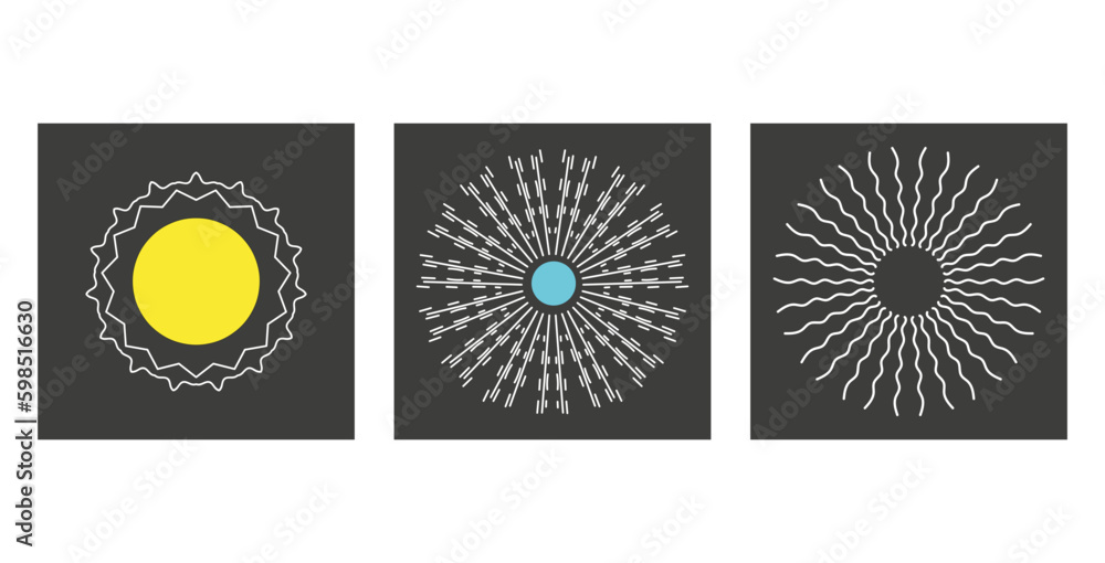 Fototapeta premium background with flat sun rays set