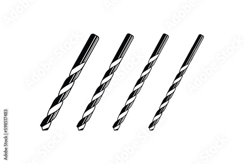 Vintage Retro Iron Steel Diamond Drill Bit Tools for Workshop or Carpentry Icon Illustration Vector