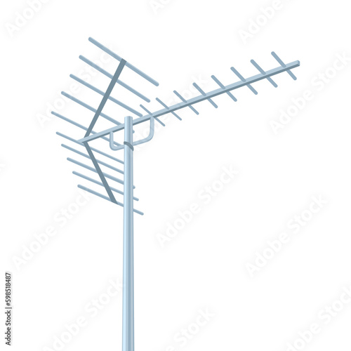 Vector illustration of television antenna isolated on white background