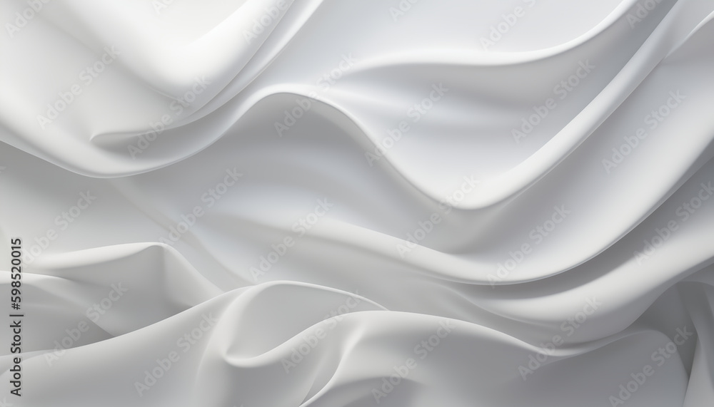 Fototapeta premium Abstract 3d white background, curl wavy fabric. Generative AI