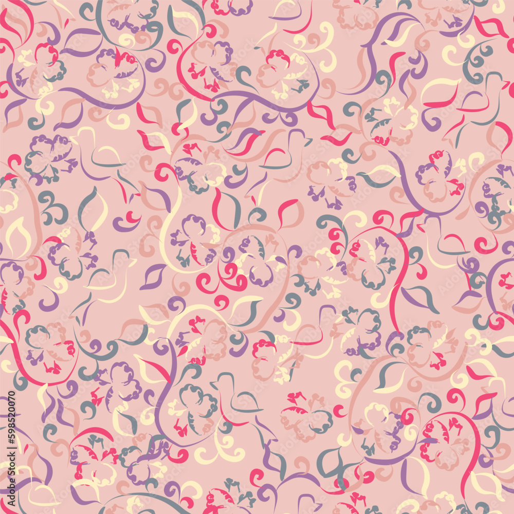 Floral brush strokes seamless pattern design Generative AI