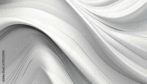 Abstract 3d white background, curl wavy fabric. Generative AI
