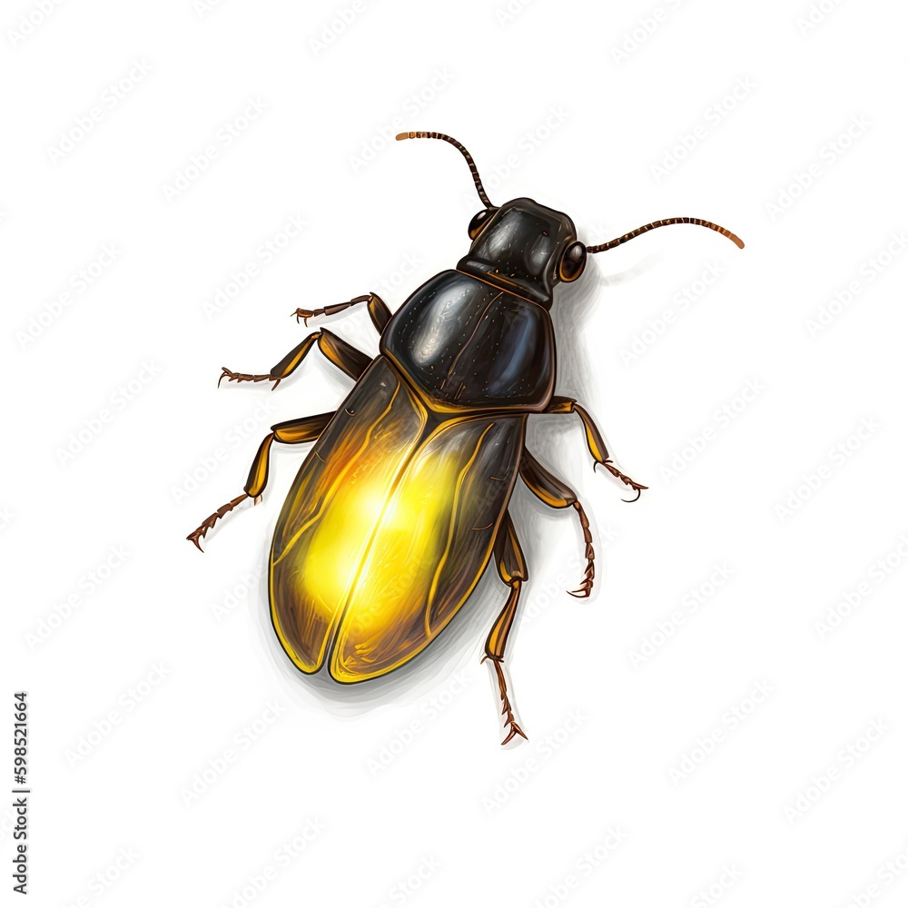 Firefly (Lightning Bug) Illuminating the White Background AI