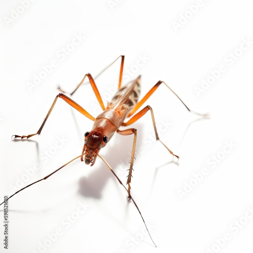 Assassin Bug Lurking on White - AI generated