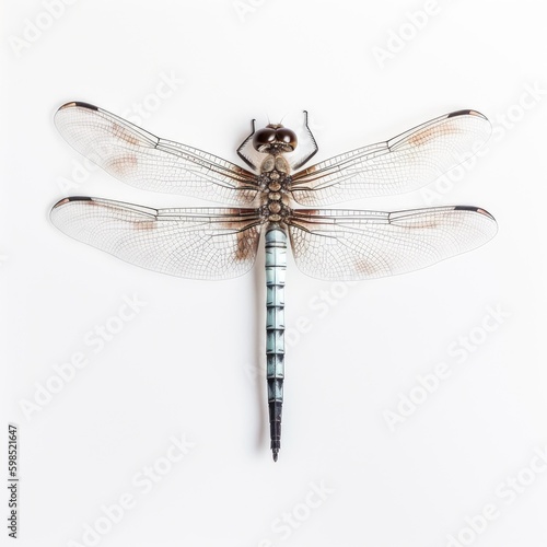Graceful Dragonfly Close-up on White - AI generated © dasom