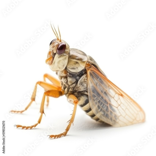 Cicada Singing Loudly on White - AI generated