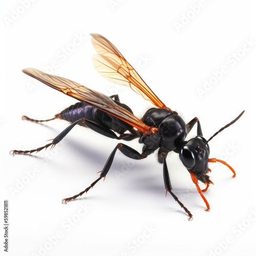 Tarantula Hawk Wasp on White - AI generated