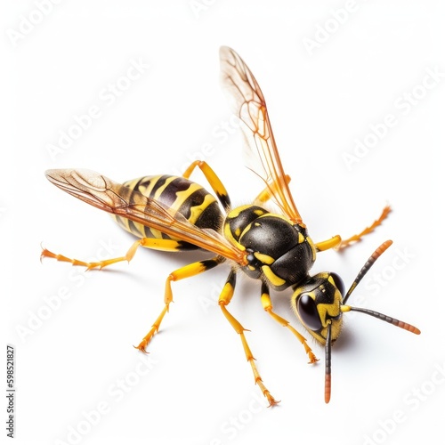 Yellow Jacket Wasp Isolated on White - AI generated