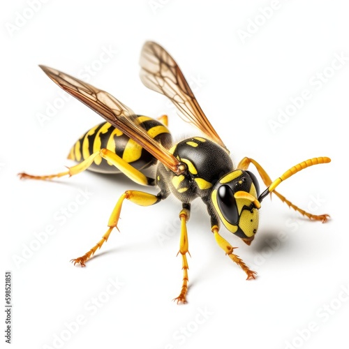 Yellow Jacket Wasp Isolated on White - AI generated
