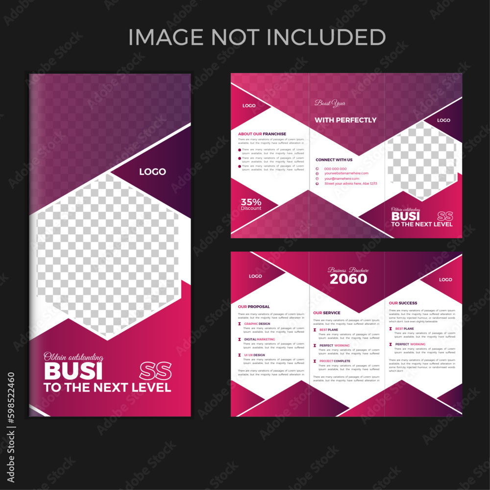 Corporate business trifold brochure template, Creative and Professional tri fold brochure design.