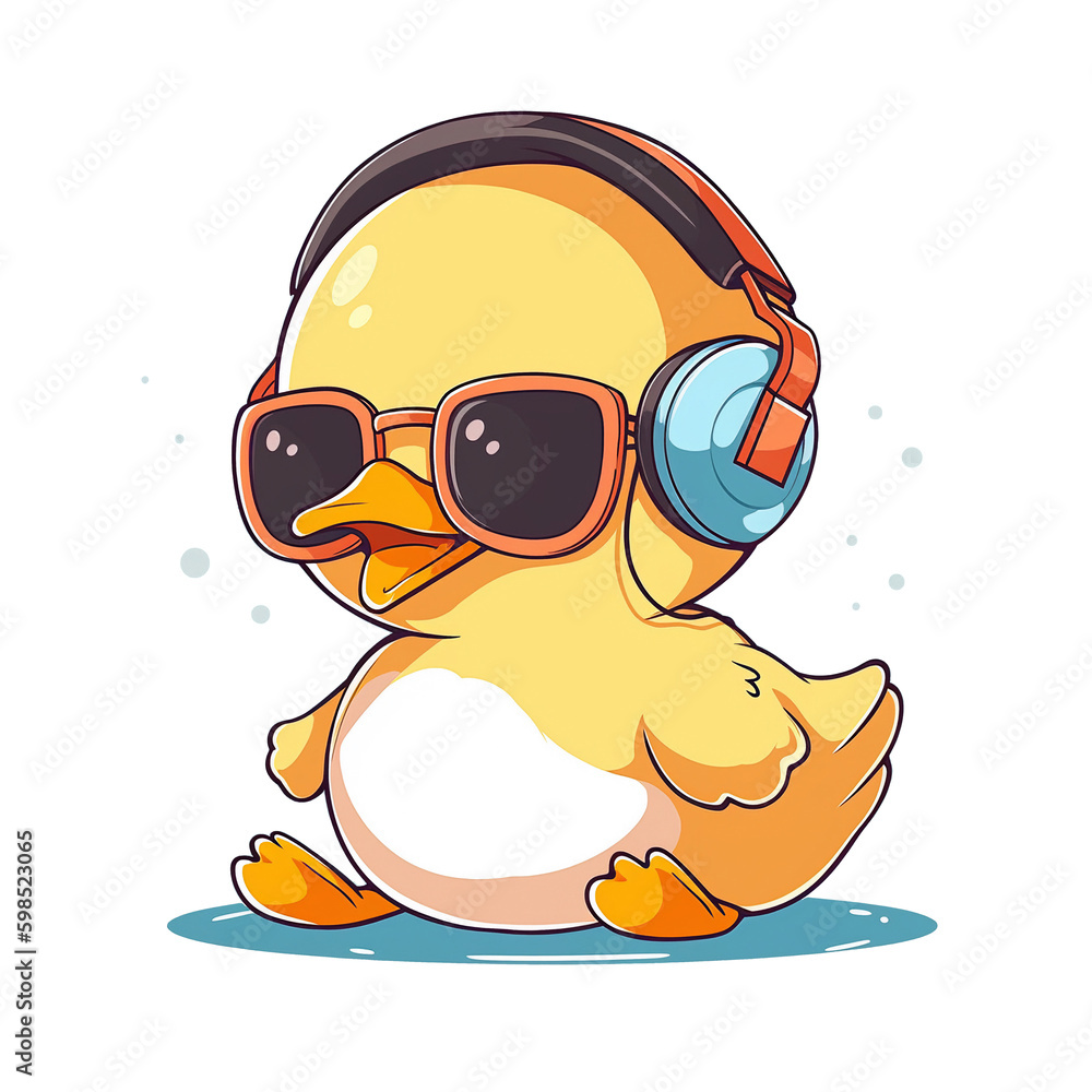 Illustration 2D cute duck character AI Generative Illustration 2D cute duck character AI Generative
