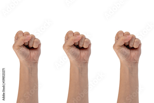 female hand isolated on white background showing hand gestures