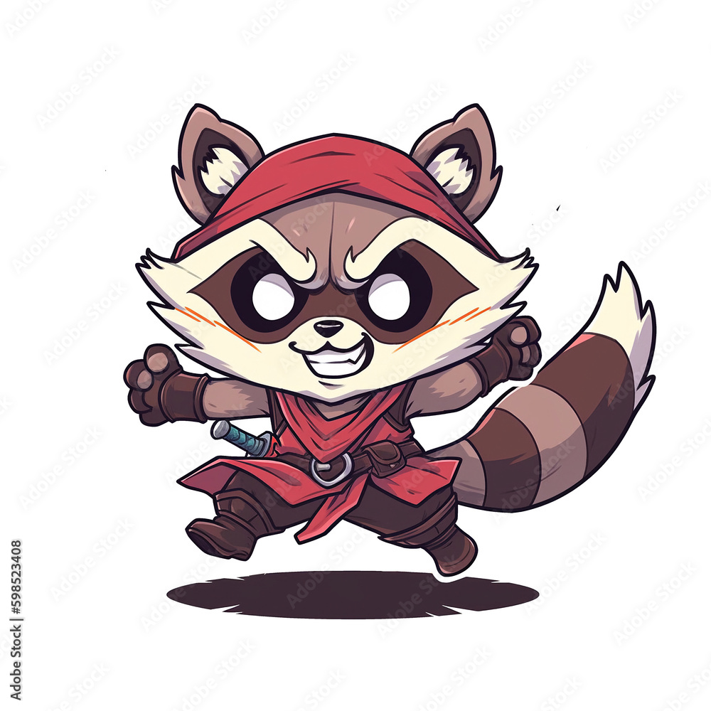 Fototapeta premium Illustration 2D cute skunk character AI Generative