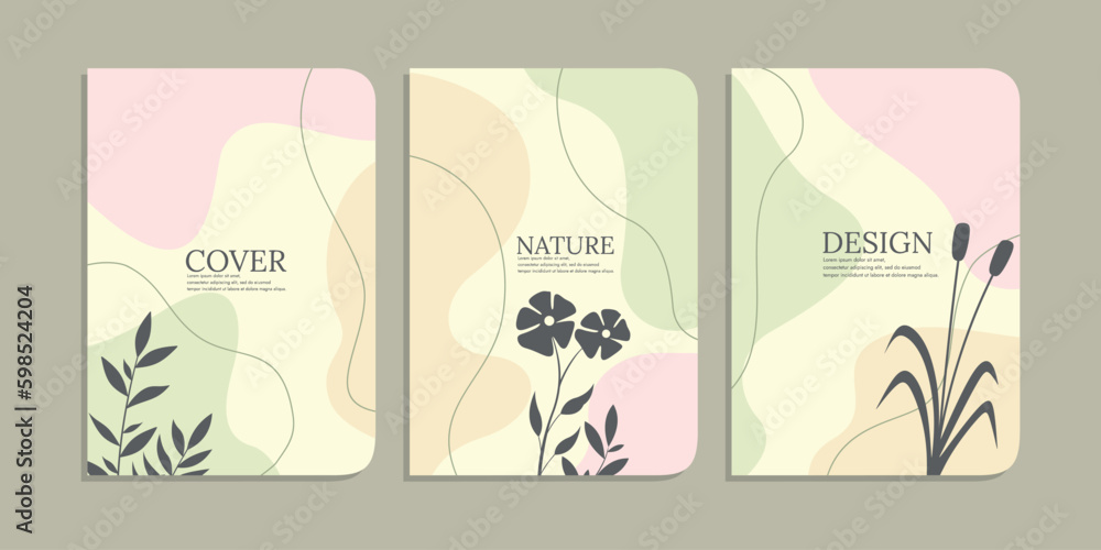 set of book cover designs with hand drawn floral decorations. abstract botanical background.size A4 For notebooks, books, cover, diary, schoolbook, planners, brochures, books, catalogs set of book cover designs with hand drawn floral decorations. abstract botanical background.size A4 For notebooks, books, cover, diary, schoolbook, planners, brochures, books, catalogs