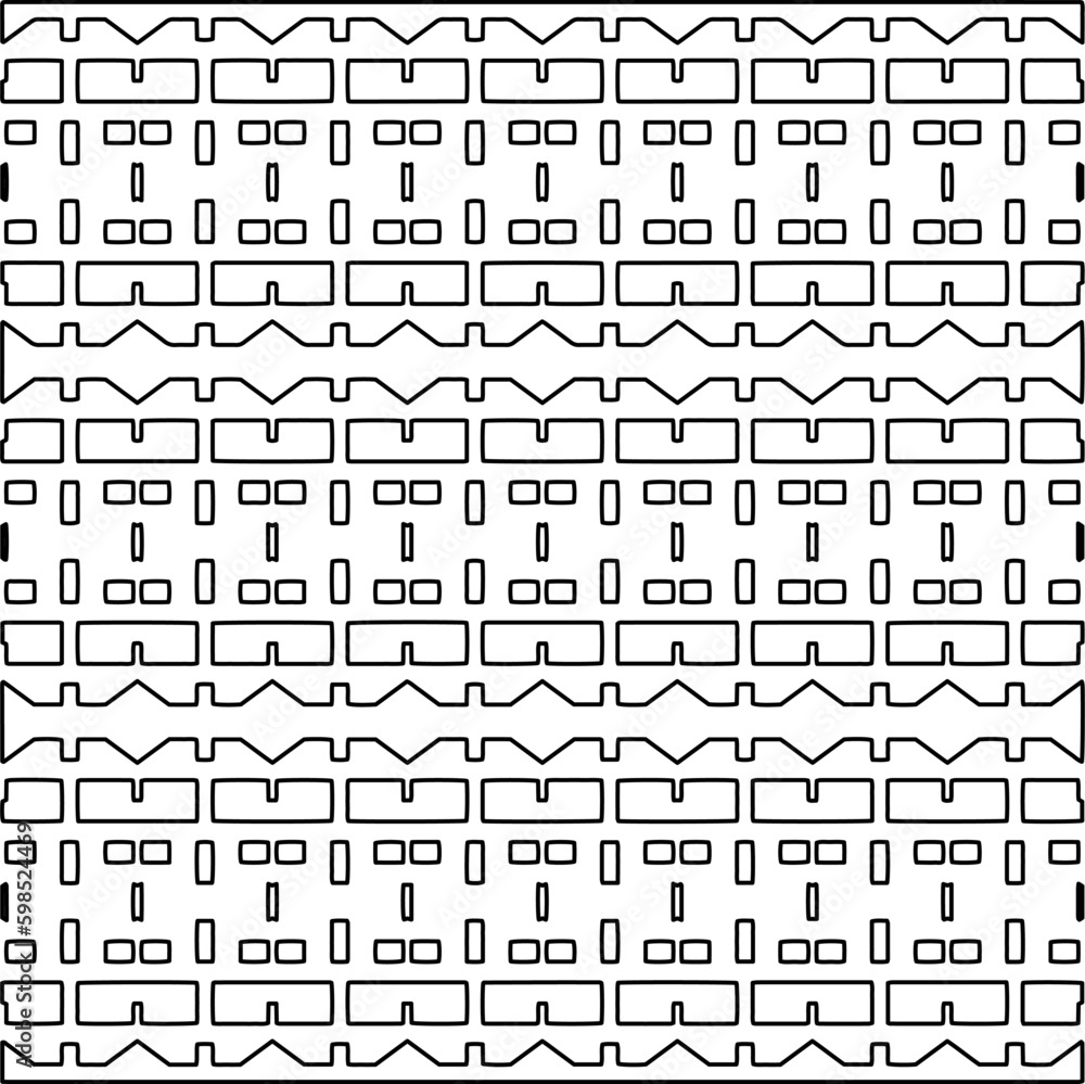 Repeating patterns of lines.  Black and white pattern for web page, textures, card, poster, fabric, textile.