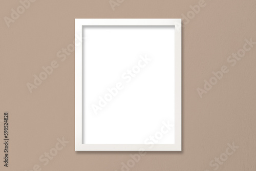 Poster Mockup with White Frame on Beige Textured Wall