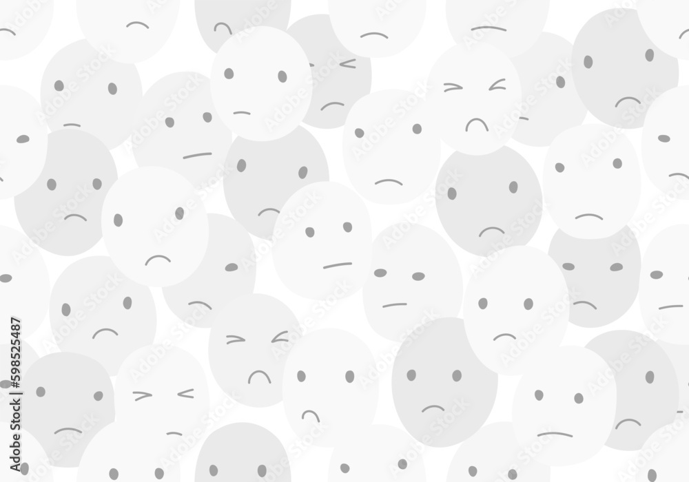 Obraz premium Bullying faces seamless pattern on gray and white background.