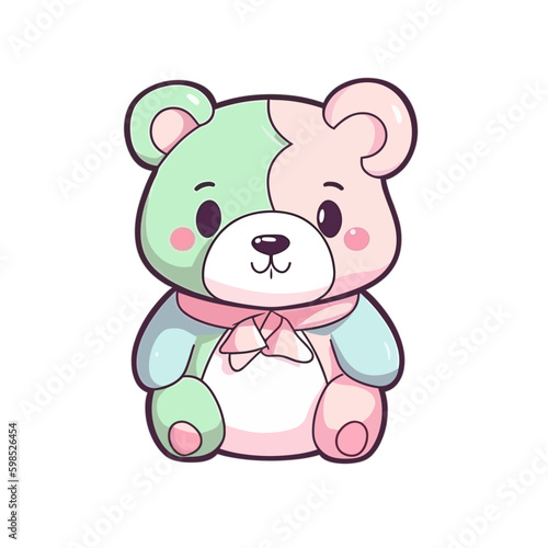 cute pastel cartoon colorful teddy bear type 3