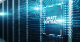 Inscription Smart contract, blockchain in modern business technology on Electronic Circuit Board Chip CPU