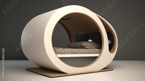 Modern minimalist small cat house made of refined wood, Generative AI photo