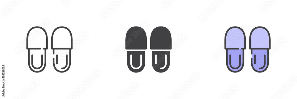 House slippers different style icon set House slippers different style icon set