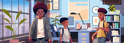 african american schoolchildren in front of desktop computer at home desk children doing homework at