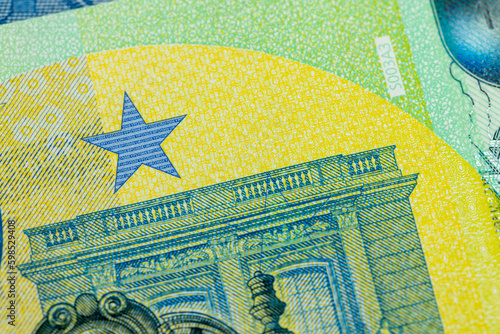 Close-up of the one hundred euro banknote of the European Union