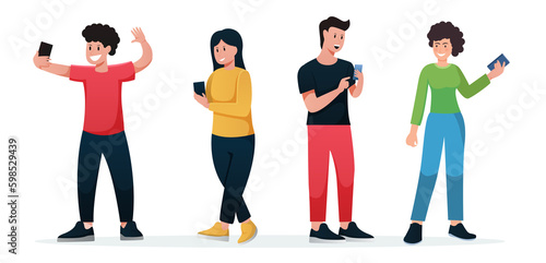 group of people using smartphone