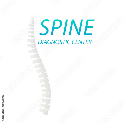 Spine diagnostic center. Concept of scoliosis, ridge, preventive therapy. isolated on white background. flat style trendy modern logotype design. Orthopedic therapy. Vector illustration