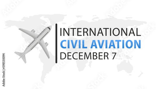 International civil aviation day good for International civil aviation day celebration. flat design. flyer design. White airplane and globe on white background. Vector illustration