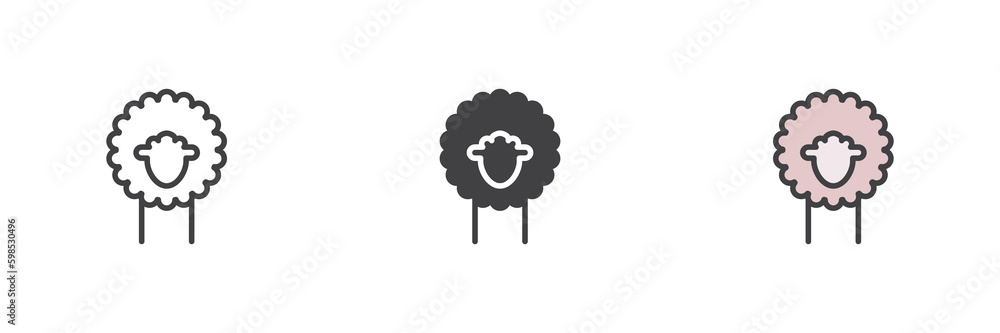 Sheep different style icon set Sheep different style icon set