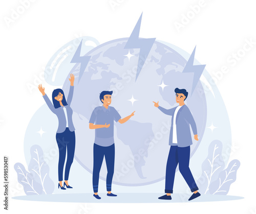 Unlawful behavior concept, Social conflict, teenage crime, vandalism act, social relations, bullying, flat vector modern illustration