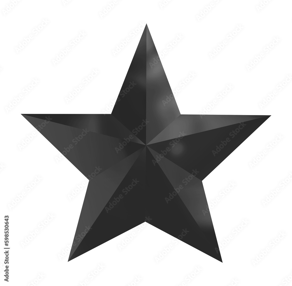Fototapeta premium Black silver christmas star isolated on white background.