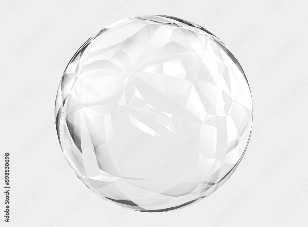 3d crystal ball isolated on white texture background with clipping path