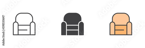 Armchair different style icon set