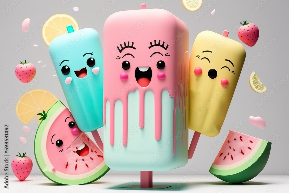 summer ice cream bright colors white background summer ice cream bright colors white background