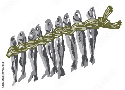 飛び魚、焼きあごのベクターイラスト