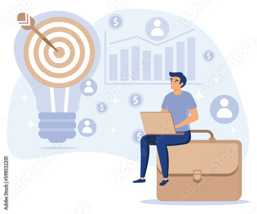 Project lifecycle concept, Project initiation and closure, deadline, documentation, business analysis, stakeholder approval, work time, flat vector modern illustration