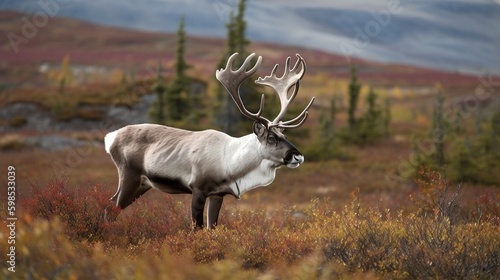 caribou in the wild generative ai photo