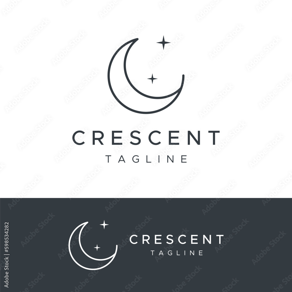 Logo design template crescent and star with modern concept isolated on background.