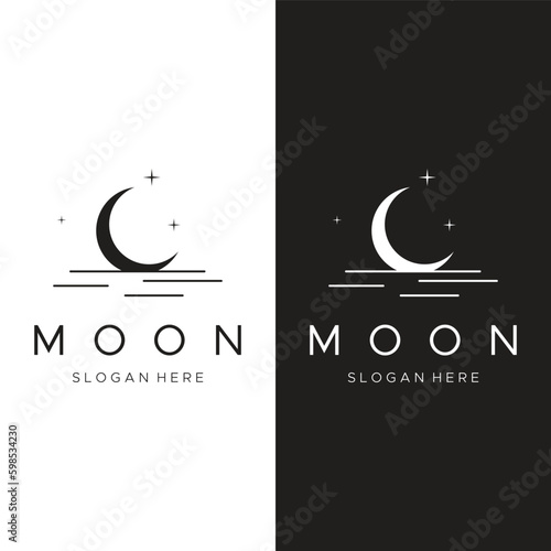 Logo design template crescent and star with modern concept isolated on background.