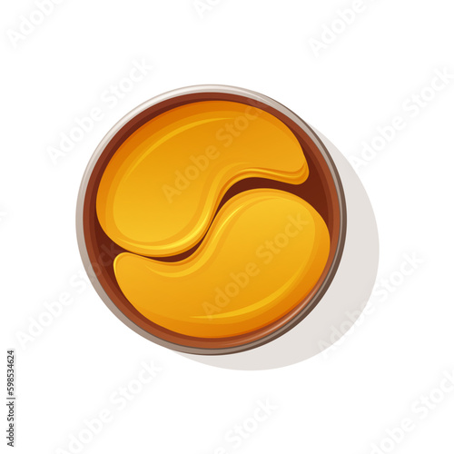 Cosmetic hydrogel eye patches. Open jar, top view. Moisturizing, facial skin care. Trendy vector illustration.