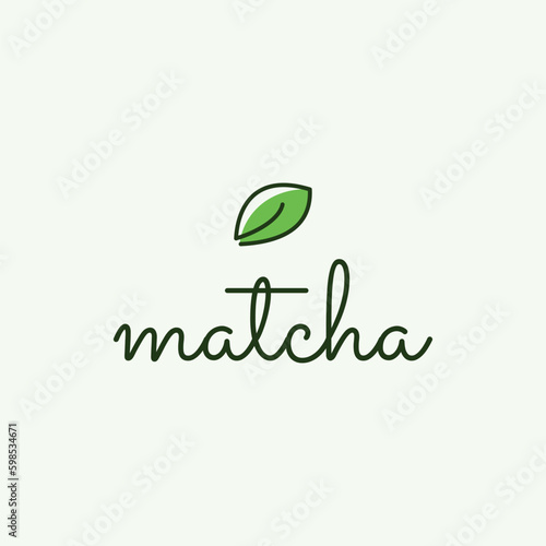 matcha logo typography in line art style